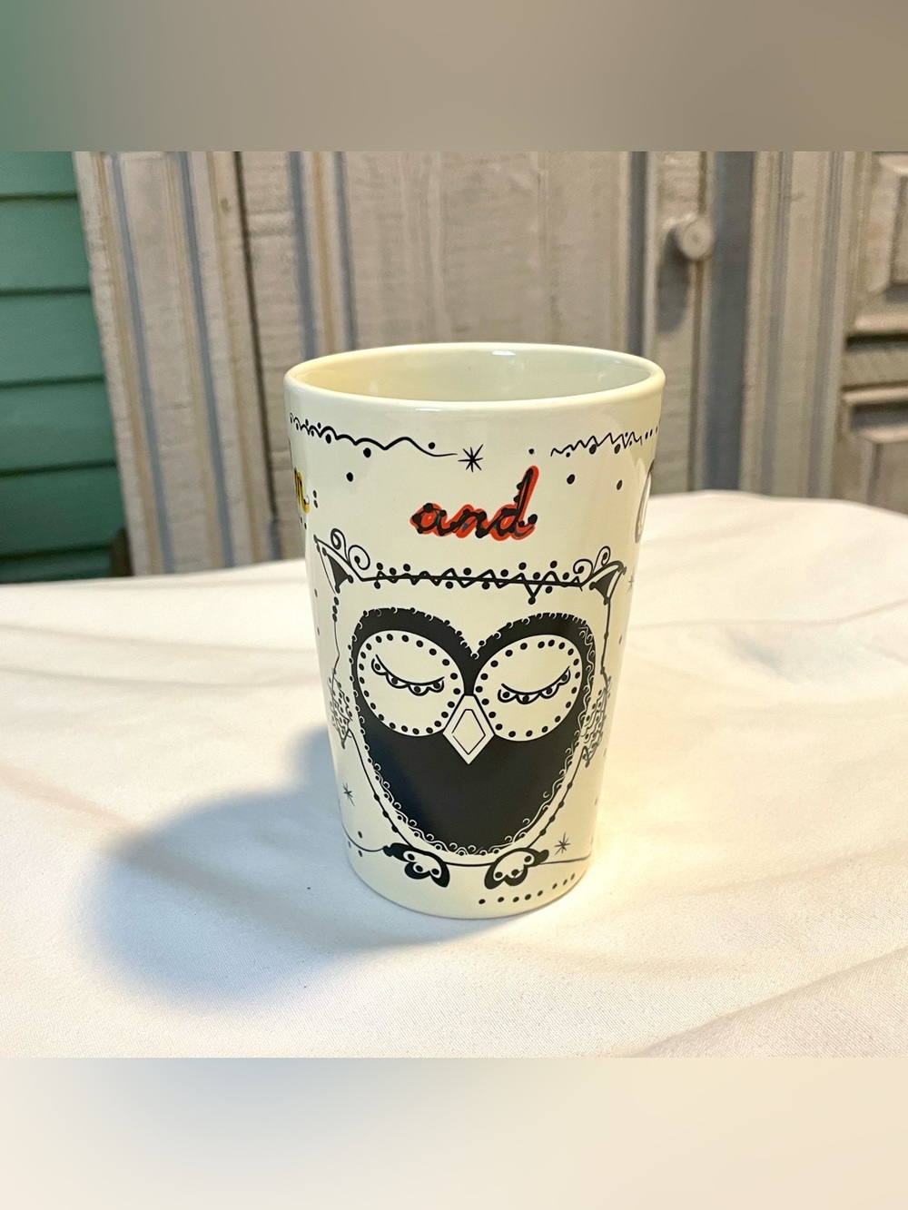 Natural Life Coffee Mug/Cup "Keep Calm And Carry On" Artisan Owl Ceramic Mug